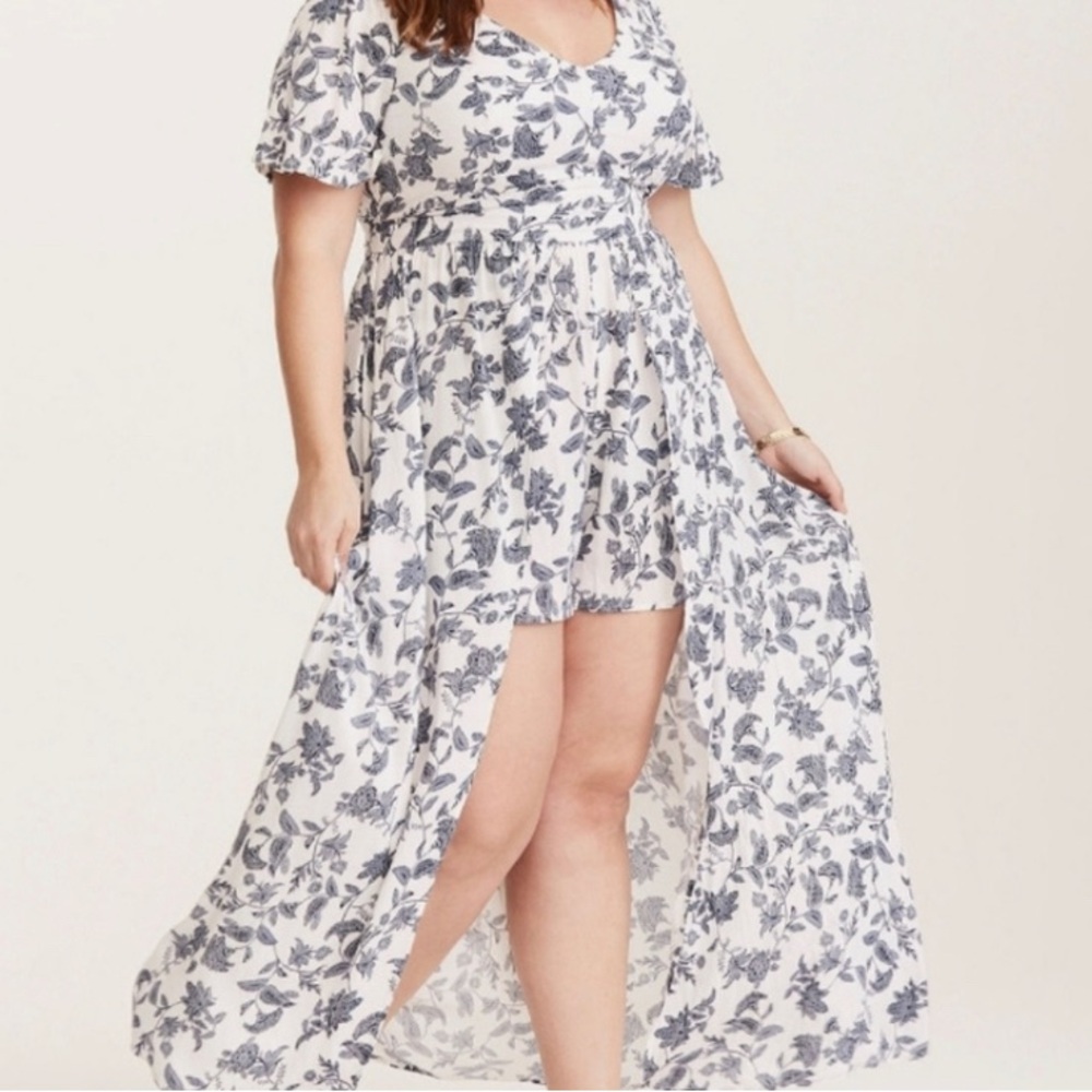 Torrid Paisley Hi-Low Romper Maxi Dress 16
